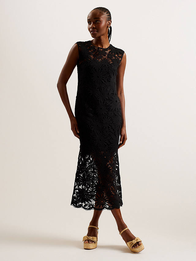 Ted Baker Corha Floral Embroidery Midi Dress, Black