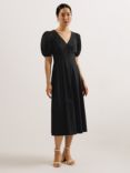 Ted Baker Ledra Puff Sleeve Cotton Midi Dress, Black