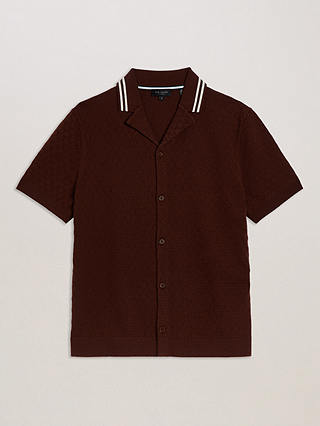 Ted Baker Ewann Short Sleeve Regular Shirt, Brown Dark