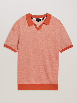 Ted Baker Wulder Regular Short Sleeve Open Neck Polo Shirt, Mid Orange