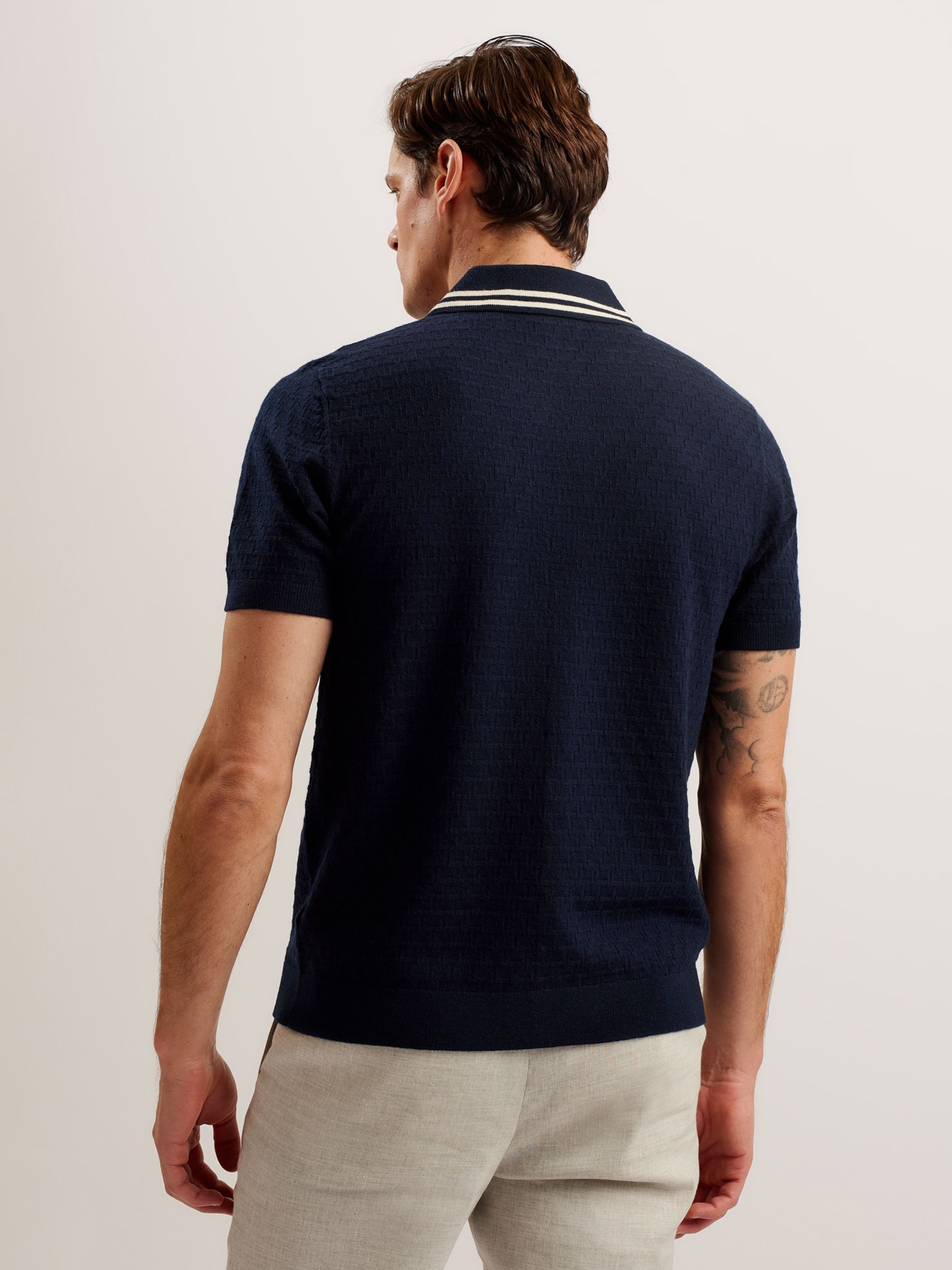 Ted Baker Ewann Short Sleeve Regular Shirt, Navy at John Lewis & Partners