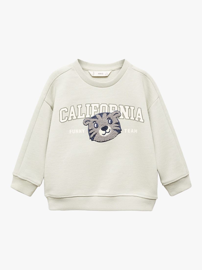 Mango Baby California Bear Textured Sweatshirt, Green, 12-18 months