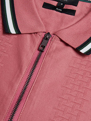 Ted Baker Orbite Zip Neck Polo Shirt, Pink