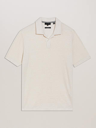 Ted Baker Flinpo Short Sleeve Regular Linen Polo Shirt, Light Grey