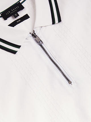Ted Baker Orbite Zip Neck Polo Shirt, White