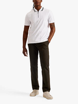 Ted Baker Orbite Zip Neck Polo Shirt, White