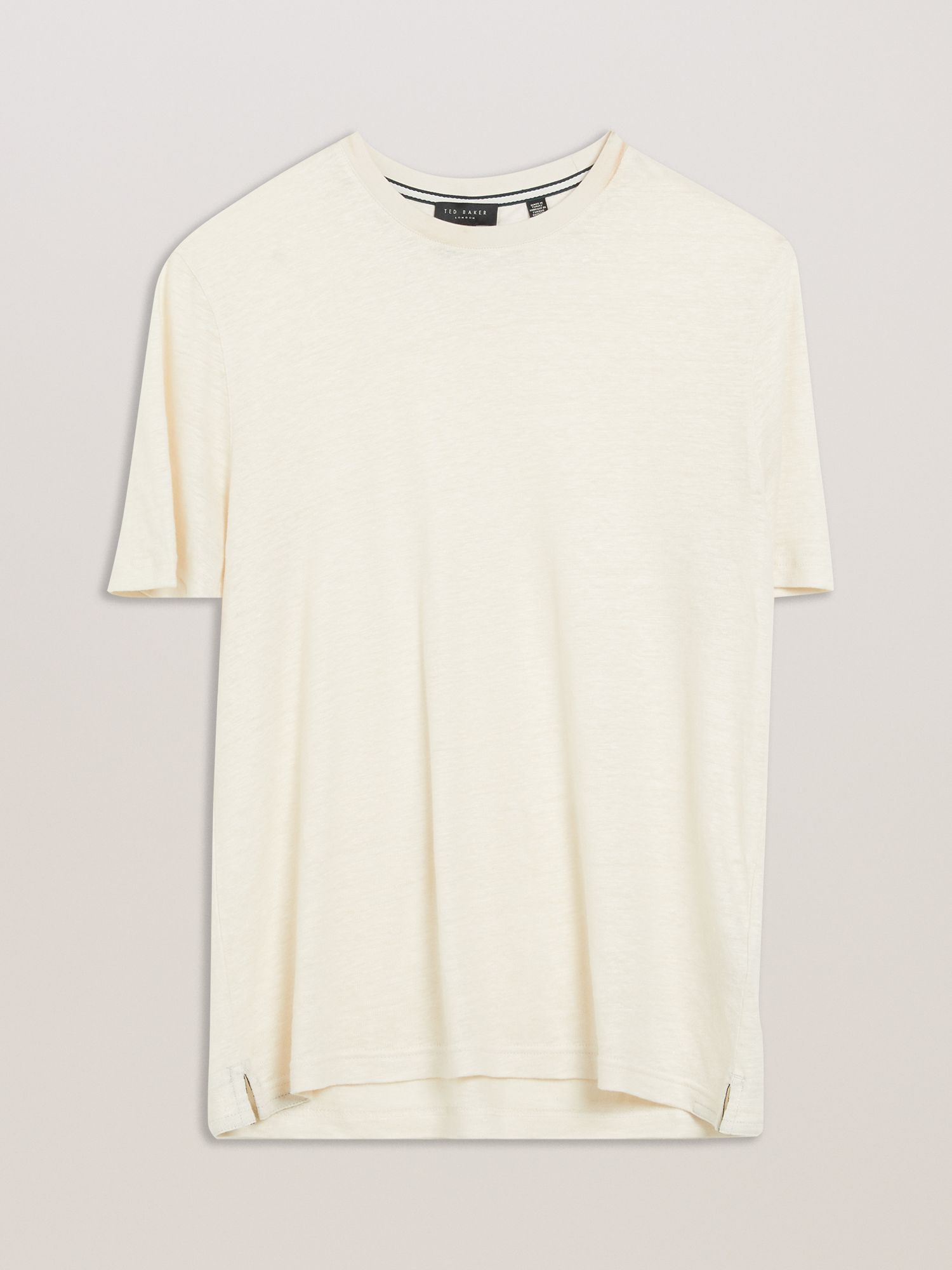 Ted Baker Flinlo Linen T-Shirt, Olive, Stone, L