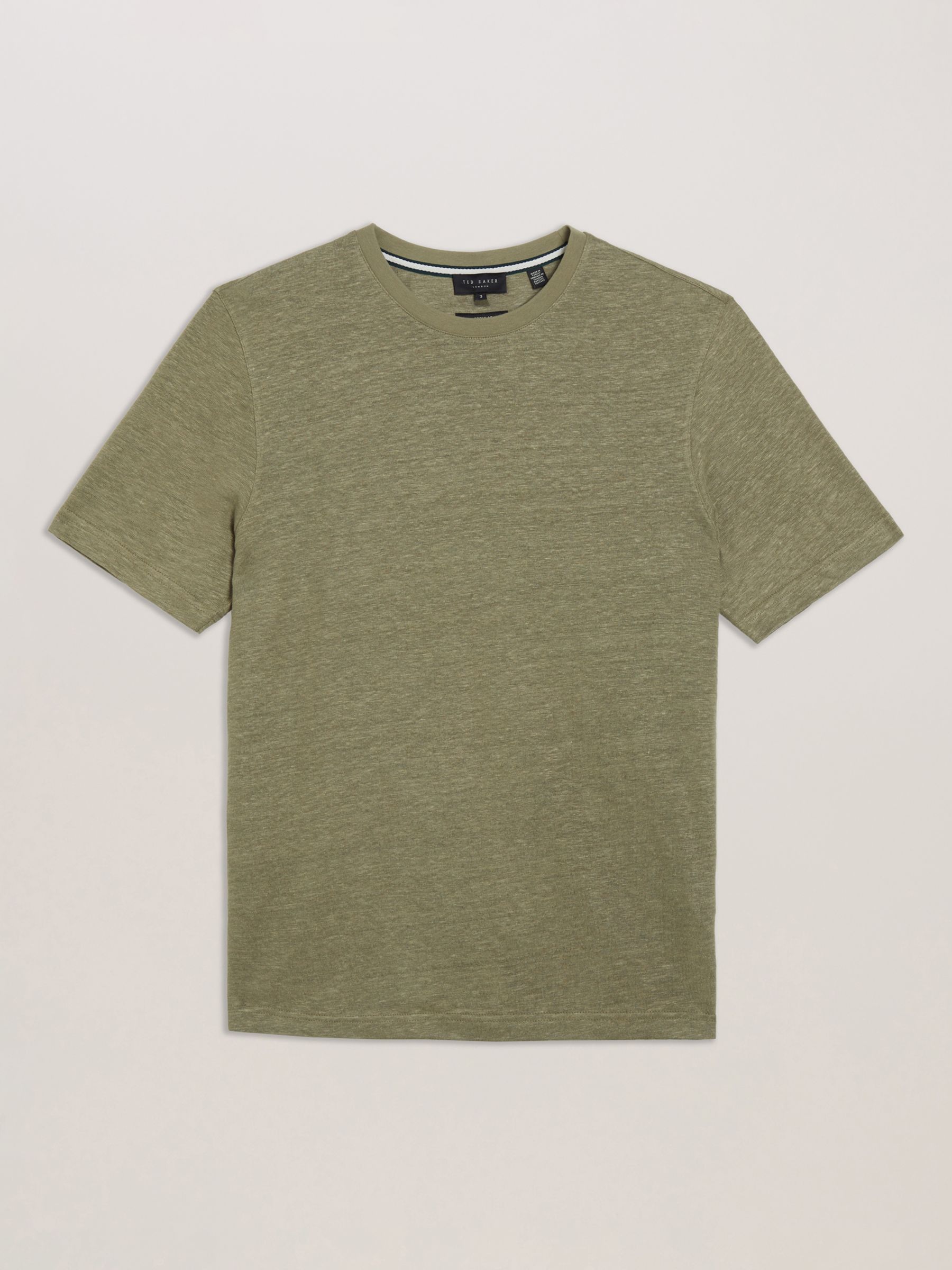 Ted Baker Flinlo Linen T-Shirt, Olive, Olive, XS