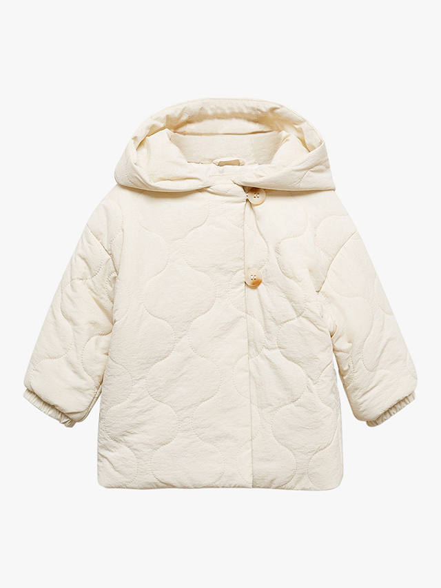 Mango Baby Spring Quilted Hooded Jacket, Light Beige