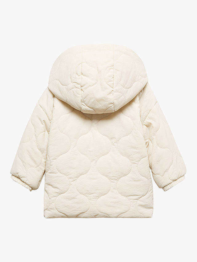 Mango Baby Spring Quilted Hooded Jacket, Light Beige