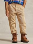 Ralph Lauren Kids' Easy Pleated Cotton Chino Trousers, Light Khaki