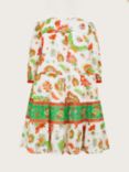 Monsoon Kids' Mini Me Floral Border Kaftan Dress, Ivory/Multi, Ivory/Multi