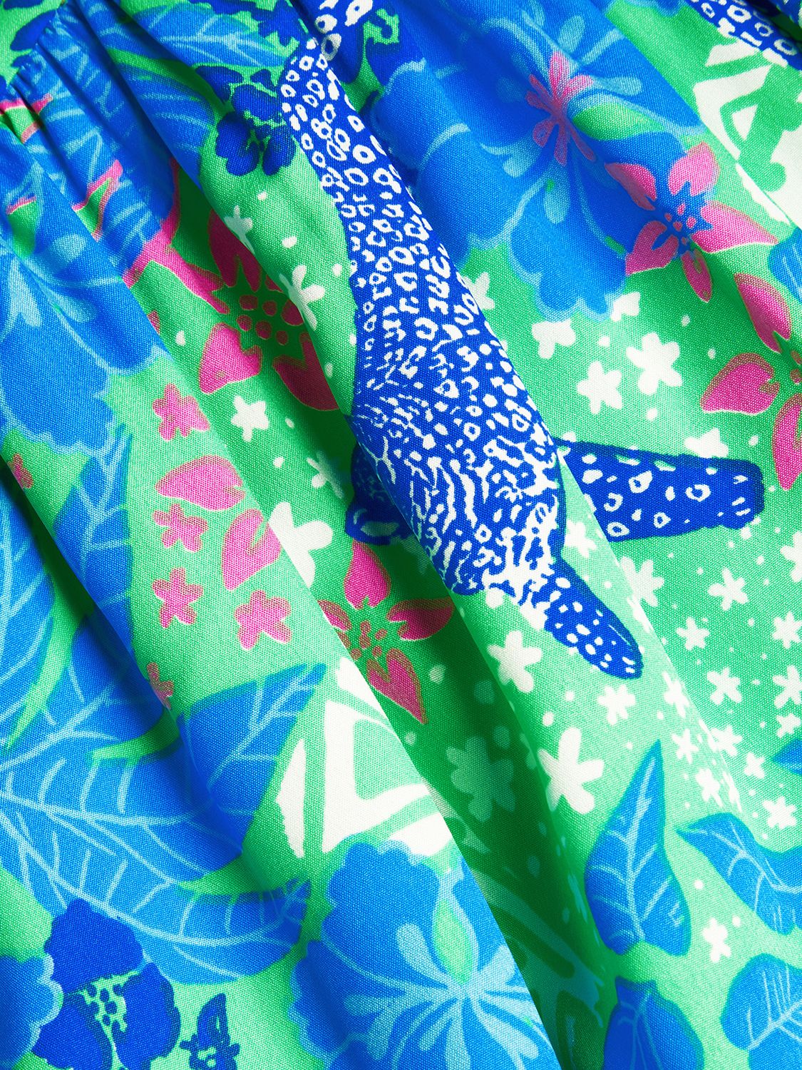 Monsoon Kids' Jungle Jaguar Print Dress, Green, 12-13 years