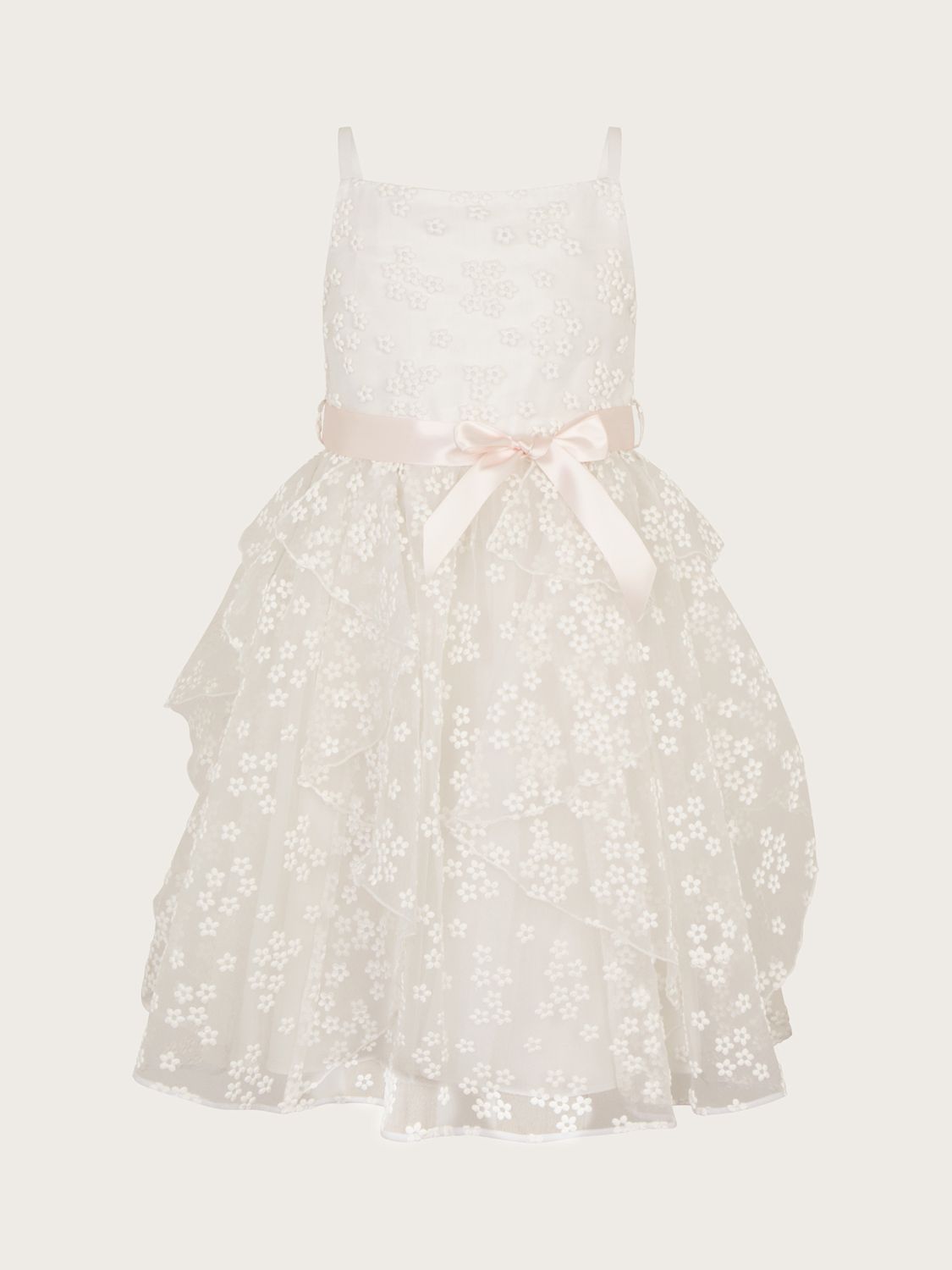 Buy Monsoon Kids' Jasmine Organza Flower Occasion Dress, Ivory Online at johnlewis.com