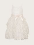 Monsoon Kids' Jasmine Organza Flower Occasion Dress, Ivory