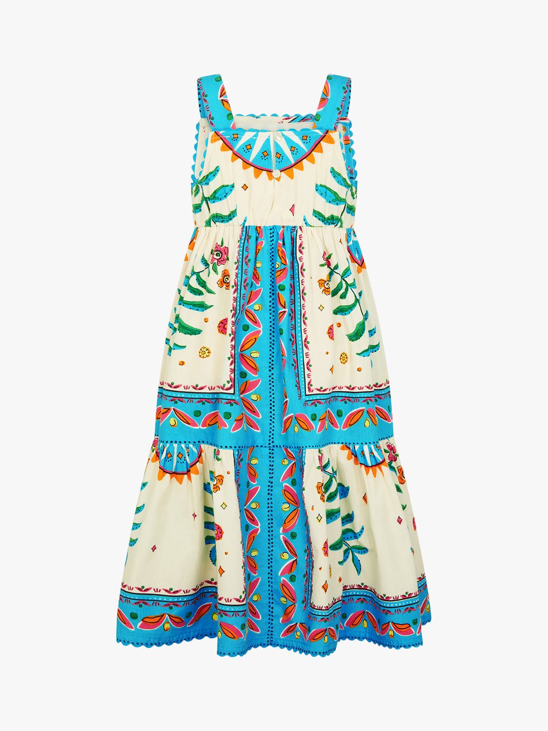 Buy Monsoon Kids' Mini Me Border Floral Tile Dress, Ivory/Multi Online at johnlewis.com