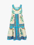 Monsoon Kids' Mini Me Border Floral Tile Dress, Ivory/Multi