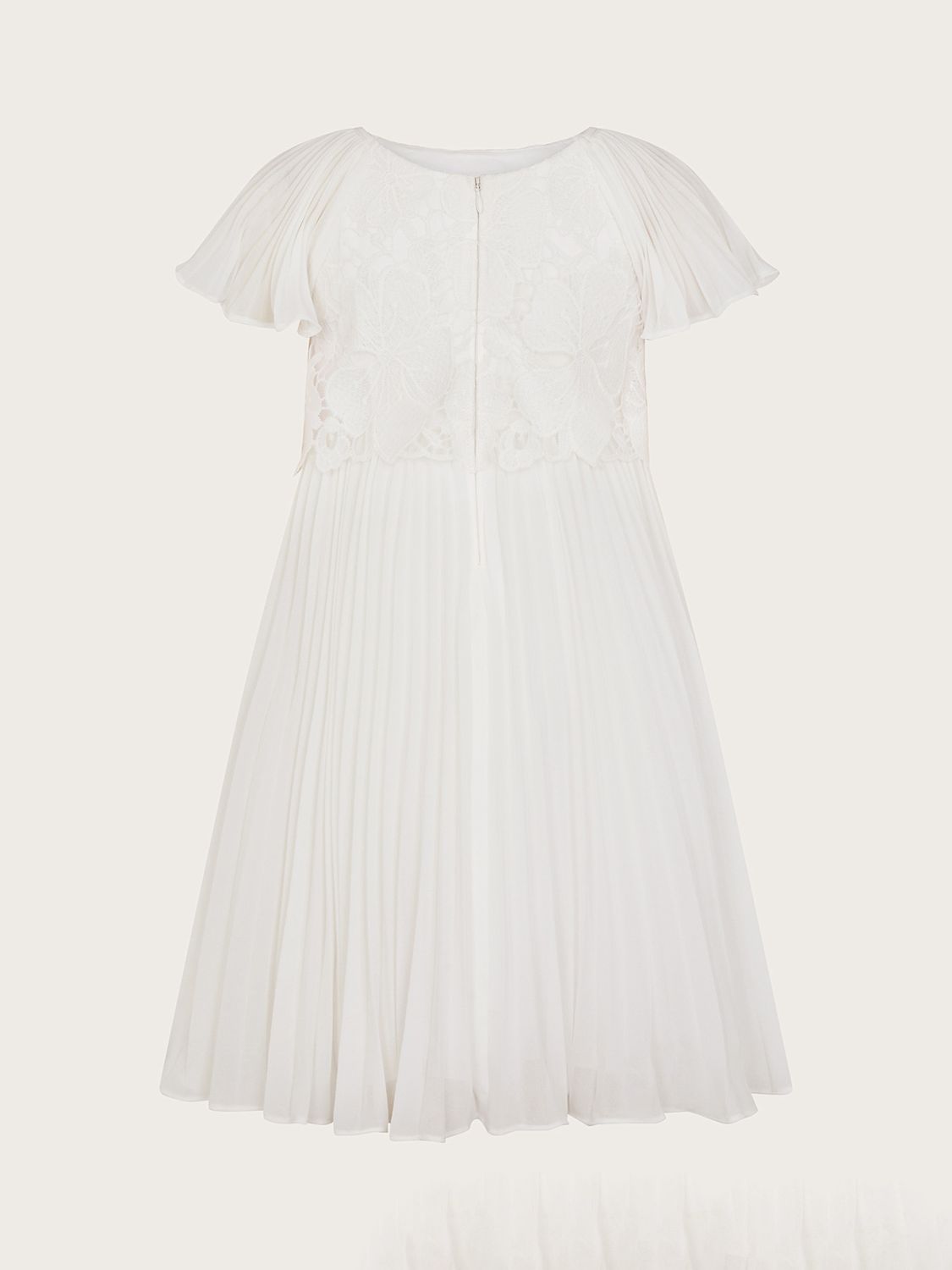 Buy Monsoon Kids' Otissa Lace Bodice Pleated Occasion Dress, Ivory Online at johnlewis.com