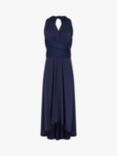 Monsoon Kids' Tia Twist Front Dip Hem Prom Dress, Navy