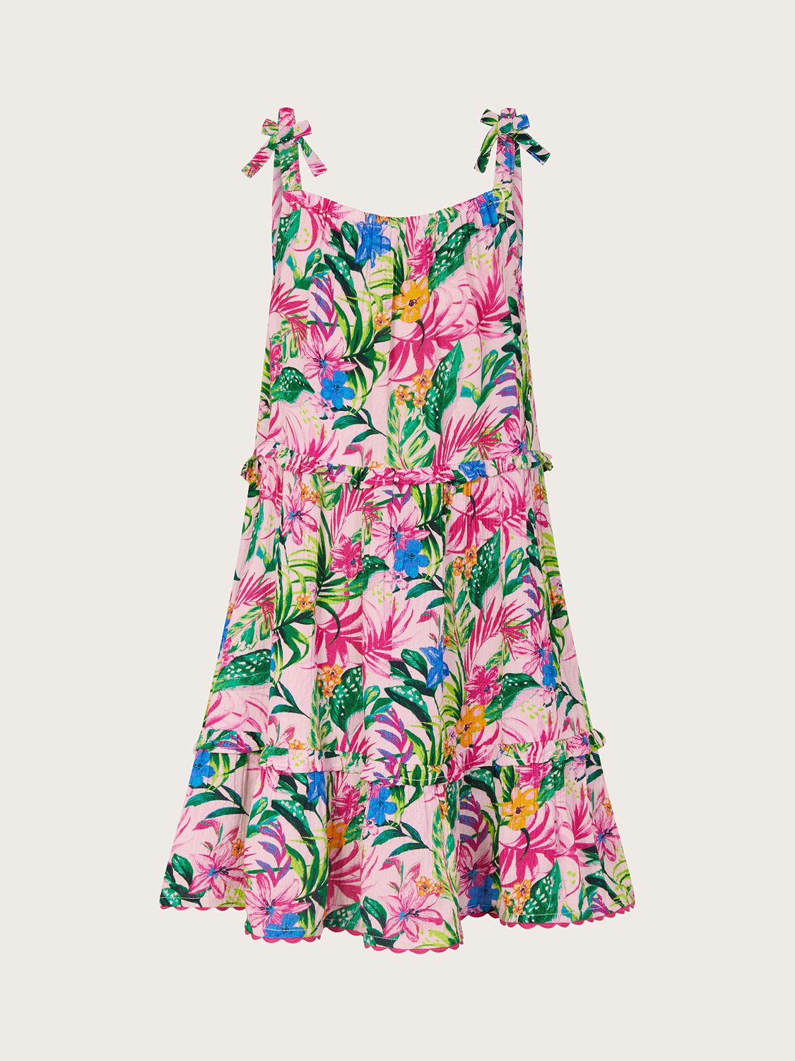 Buy Monsoon Kids' Tropical Palm Tree Print Frill Tiered Dress, Multi Online at johnlewis.com