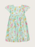 Monsoon Kids' Ice Cream Print Dress, Aqua/Multi, Aqua/Multi