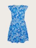 Monsoon Kids' Heritage Floral Fruit Print Dress, Blue, Blue