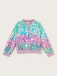 Monsoon Kids' Ombre Sequin Bomber Jacket, Purple/Multi