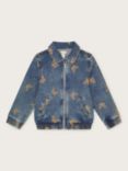 Monsoon Kids' Butterfly Embroidered Zip Denim Jacket, Blue