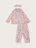 Monsoon Kids' Hydrangea Print Eye Mask & Pyjamas Set, Pink/Multi