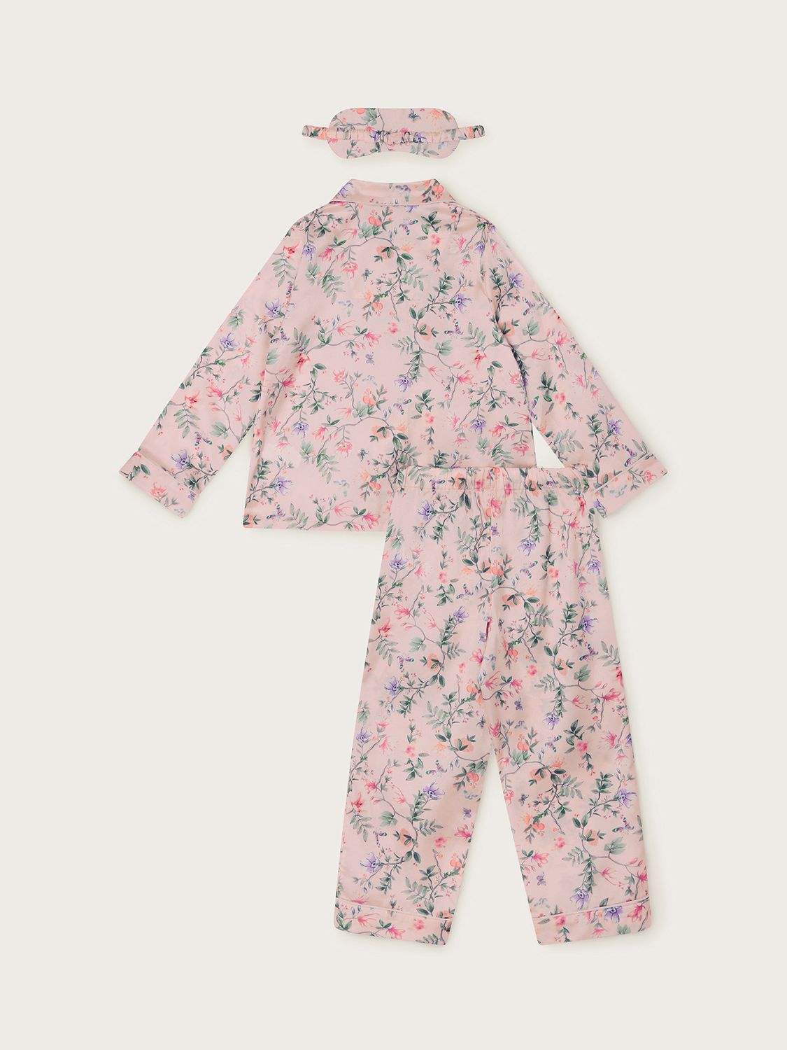Monsoon Kids' Hydrangea Print Eye Mask & Pyjamas Set, Pink/Multi, 2-3 years