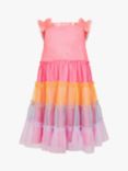 Monsoon Kids' Rainbow Dobby Frill Tiered Party Dress, Multi