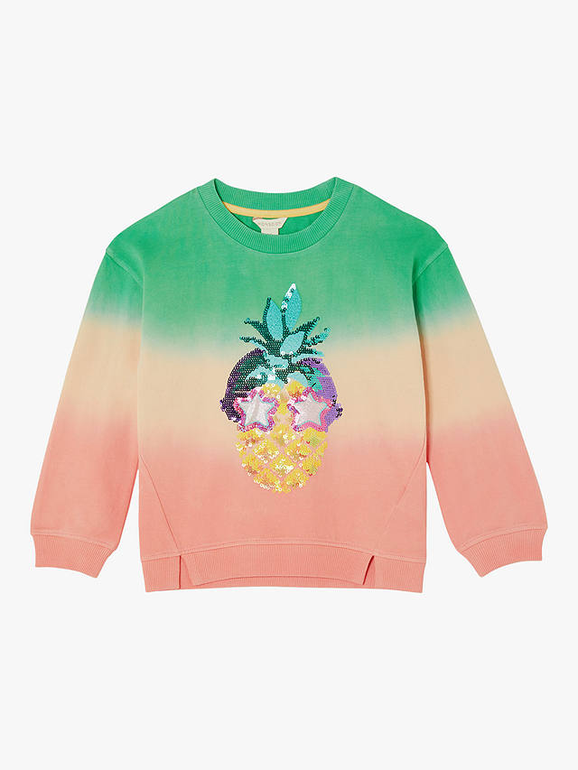 Monsoon Kids' Fun Pineapple Sequin Ombre Sweatshirt, Green