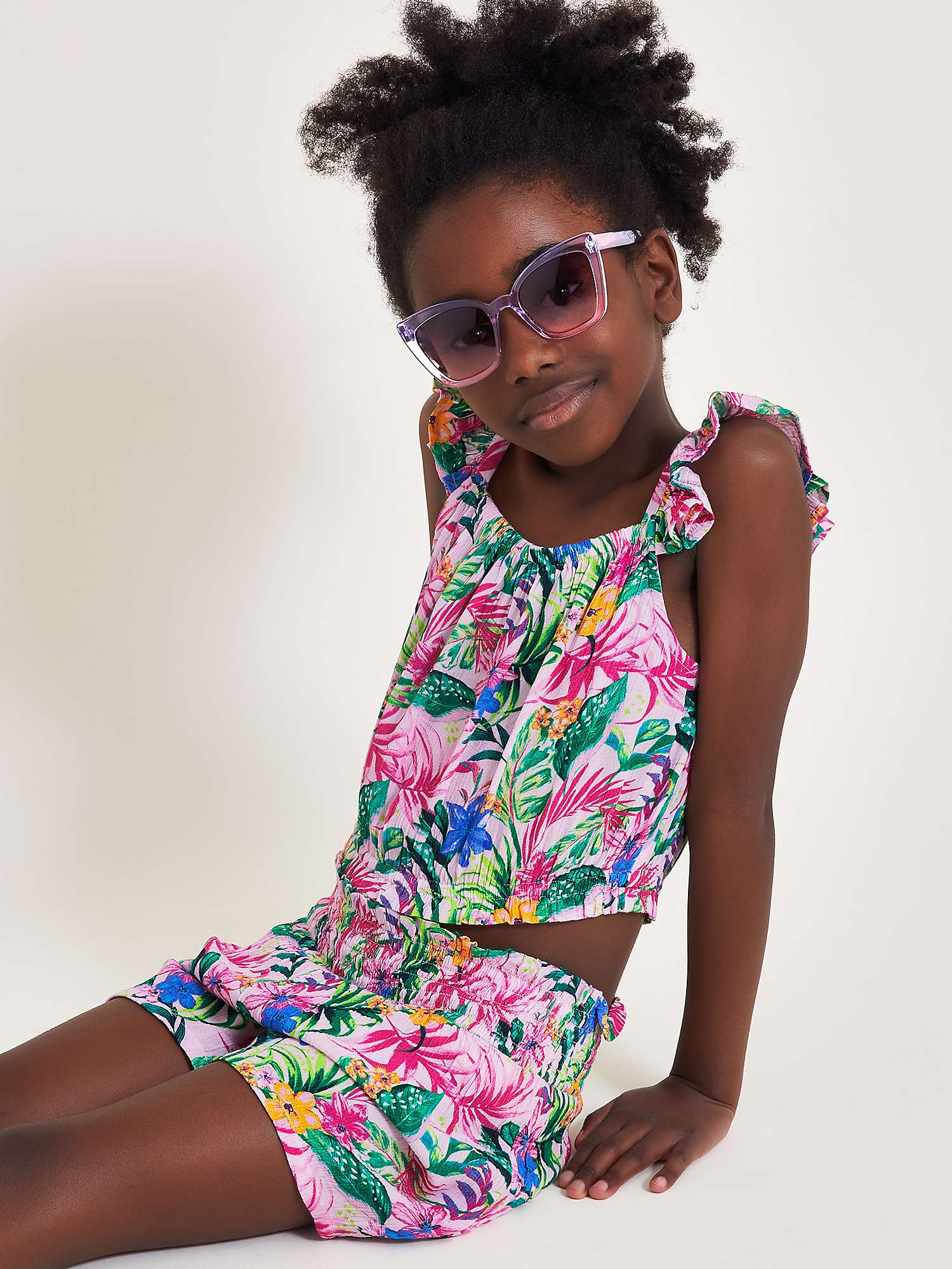 Buy Monsoon Kids' Tropical Palm Print Top & Shirred Shorts Set, Multi Online at johnlewis.com