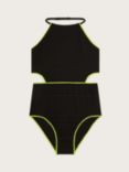 Monsoon Kids' Storm Cut Out Crochet Swimsuit, Black