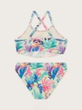 Monsoon Kids' Storm Palm Tree Print Frill Bikini, Ivory/Multi