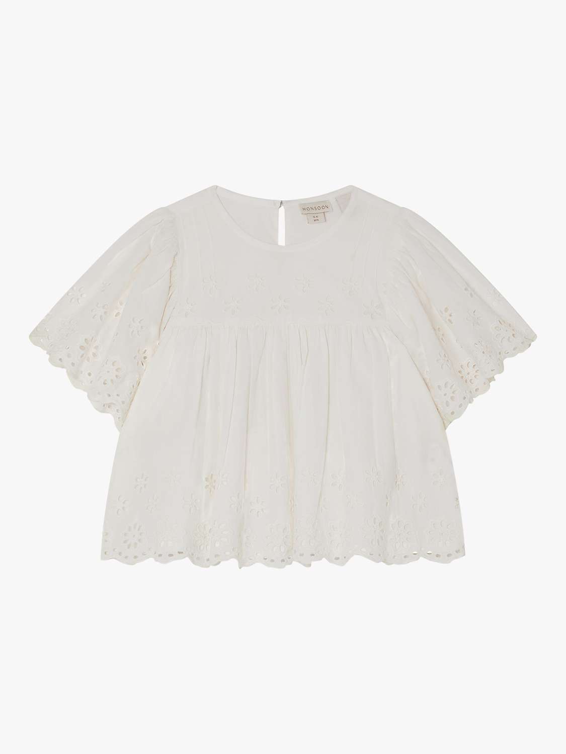 Buy Monsoon Kids' Rama Broderie Embroidered Blouse, Ivory Online at johnlewis.com