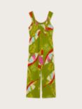 Monsoon Kids' Mini Me Leaf Print Tie Front Jumpsuit, Khaki
