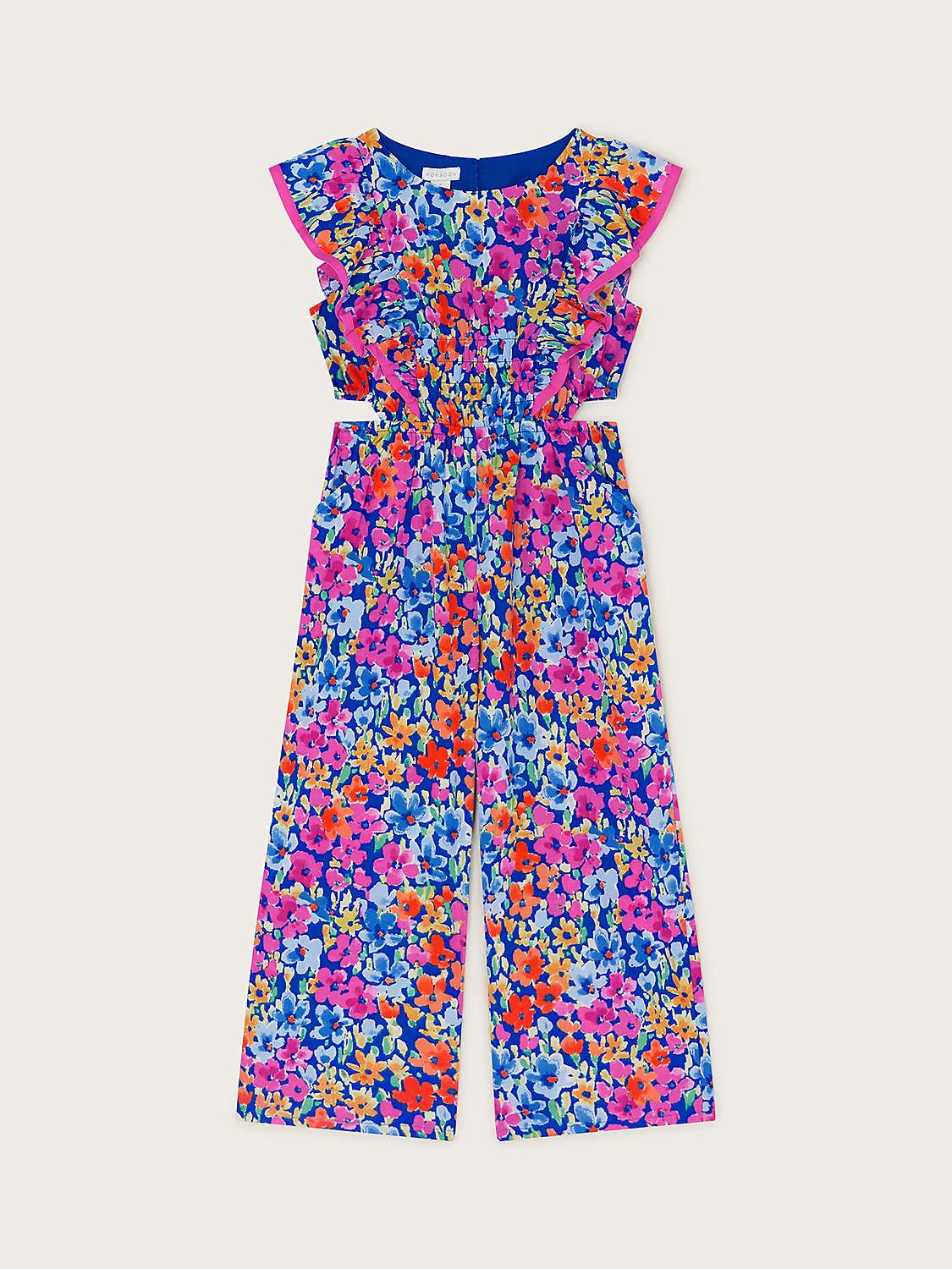 Buy Monsoon Kids' Bright Floral Cut Out Jumpsuit, Blue/Multi Online at johnlewis.com