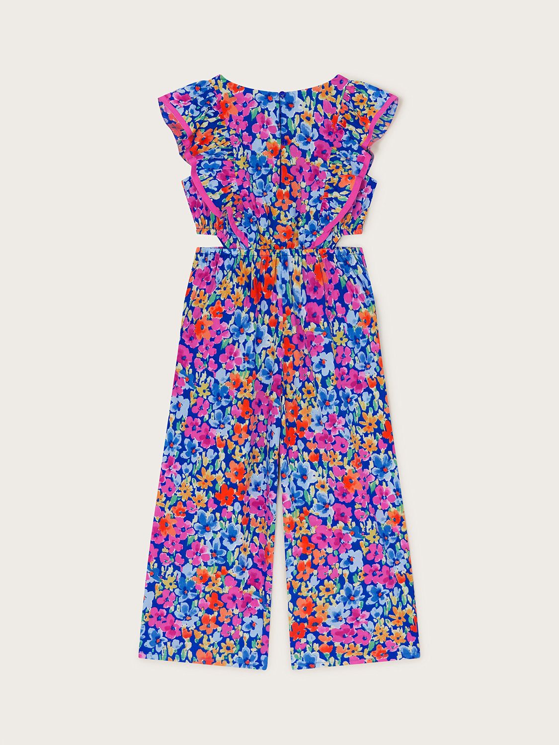 Monsoon Kids' Bright Floral Cut Out Jumpsuit, Blue, 14-15 years