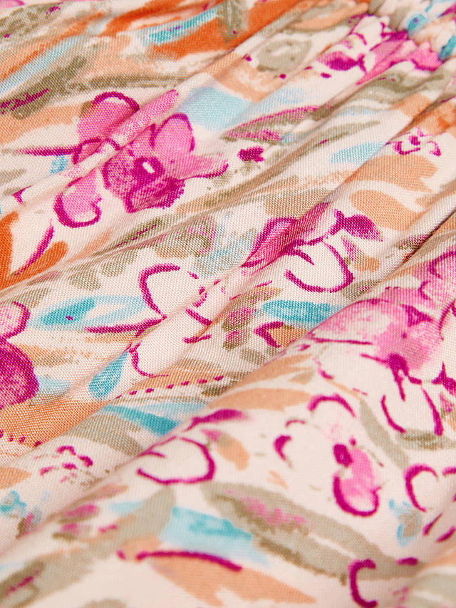 Monsoon Kids' Brushed Shirred Floral Print Playsuit, Magenta