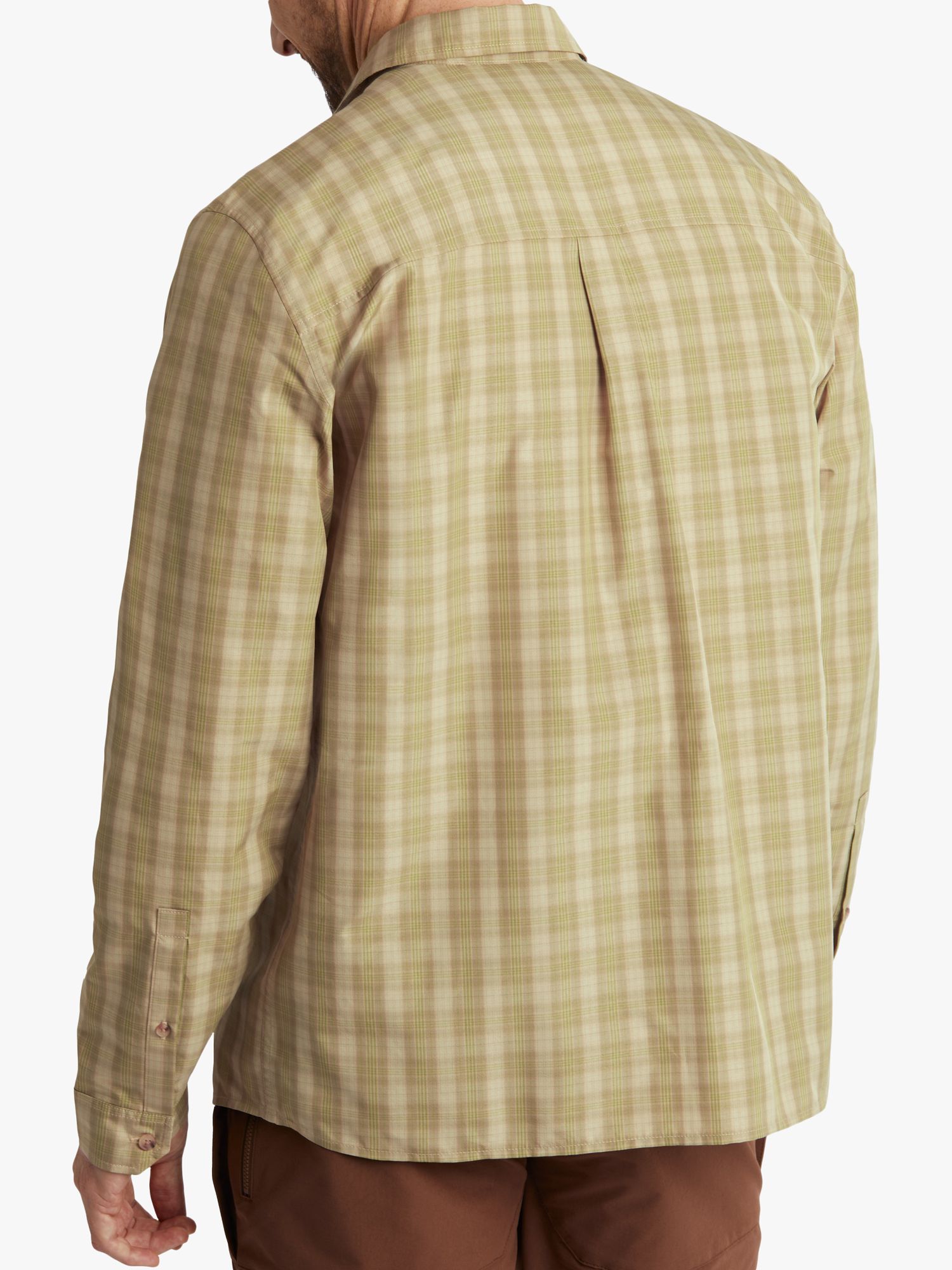 Rohan Coast Long Sleeve Check Shirt, Stone/Citrus Green, S