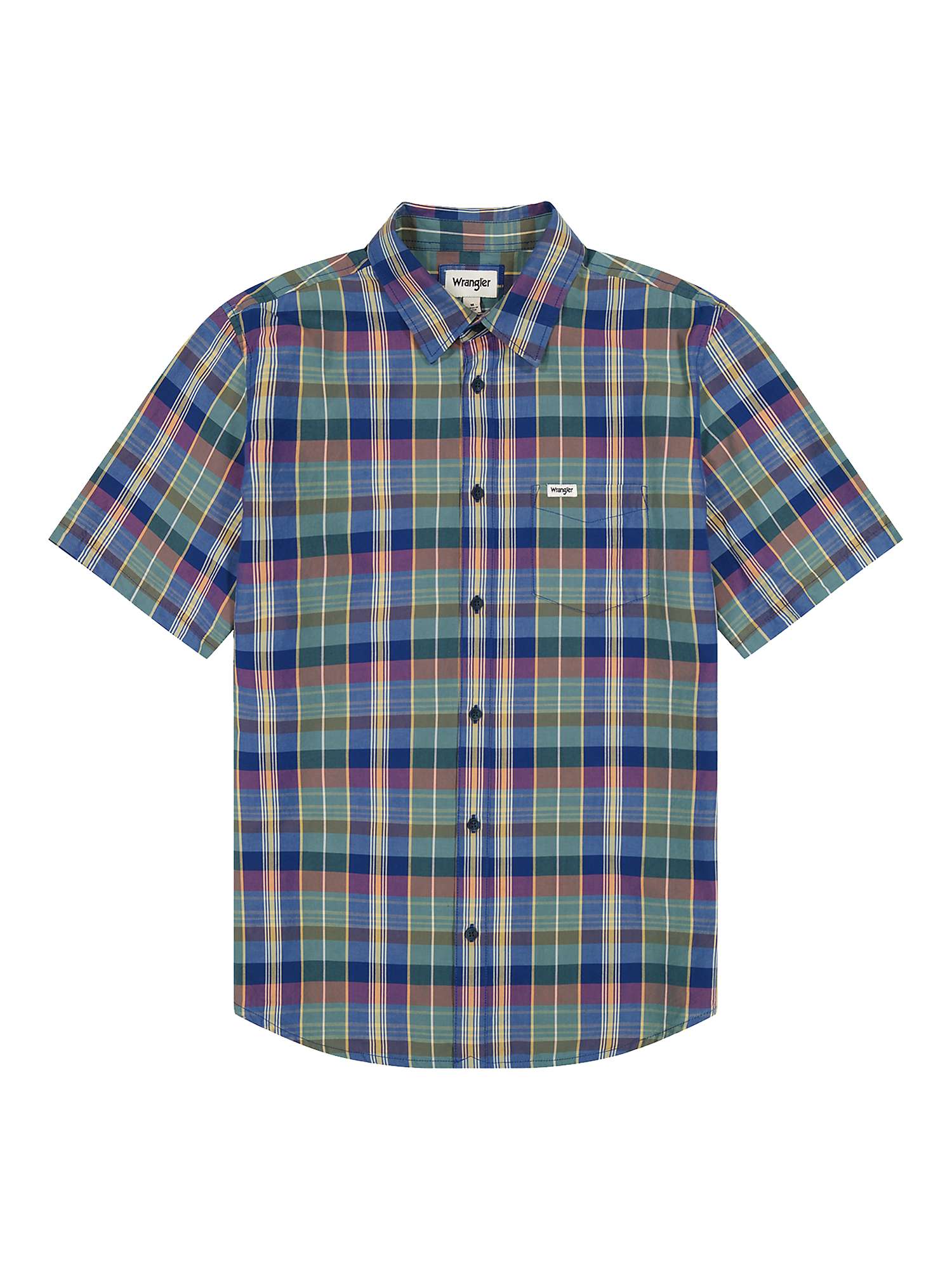 Buy Wrangler Short Sleeve One Pocket Shirt, Blue Madaras Online at johnlewis.com