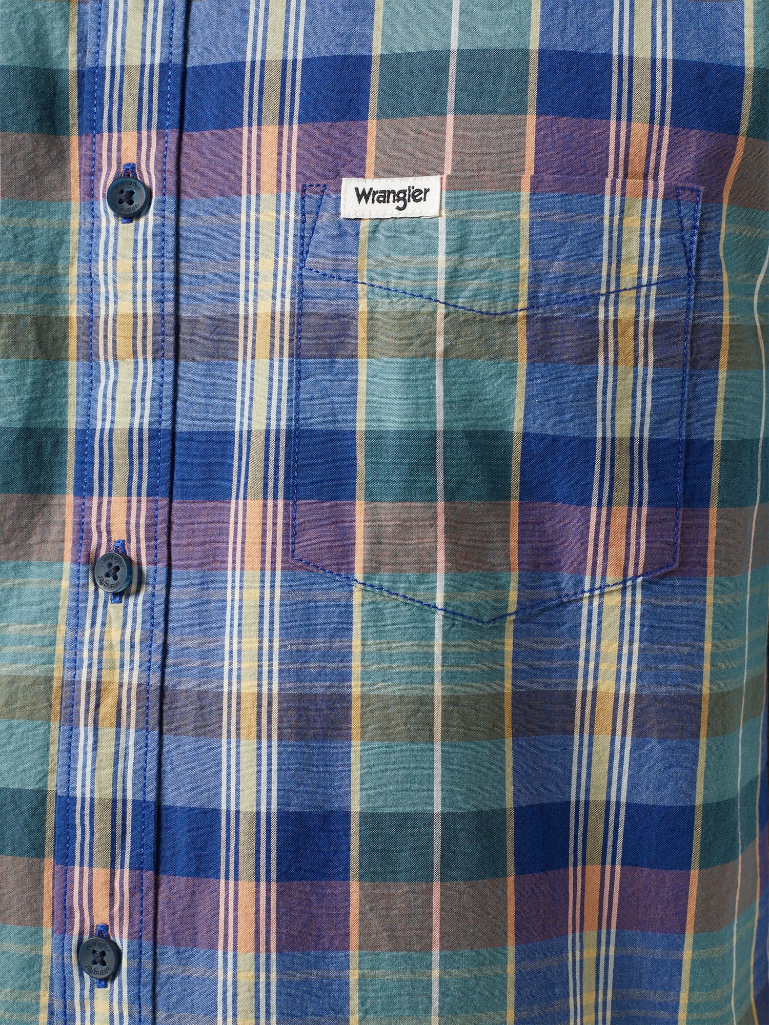 Buy Wrangler Short Sleeve One Pocket Shirt, Blue Madaras Online at johnlewis.com