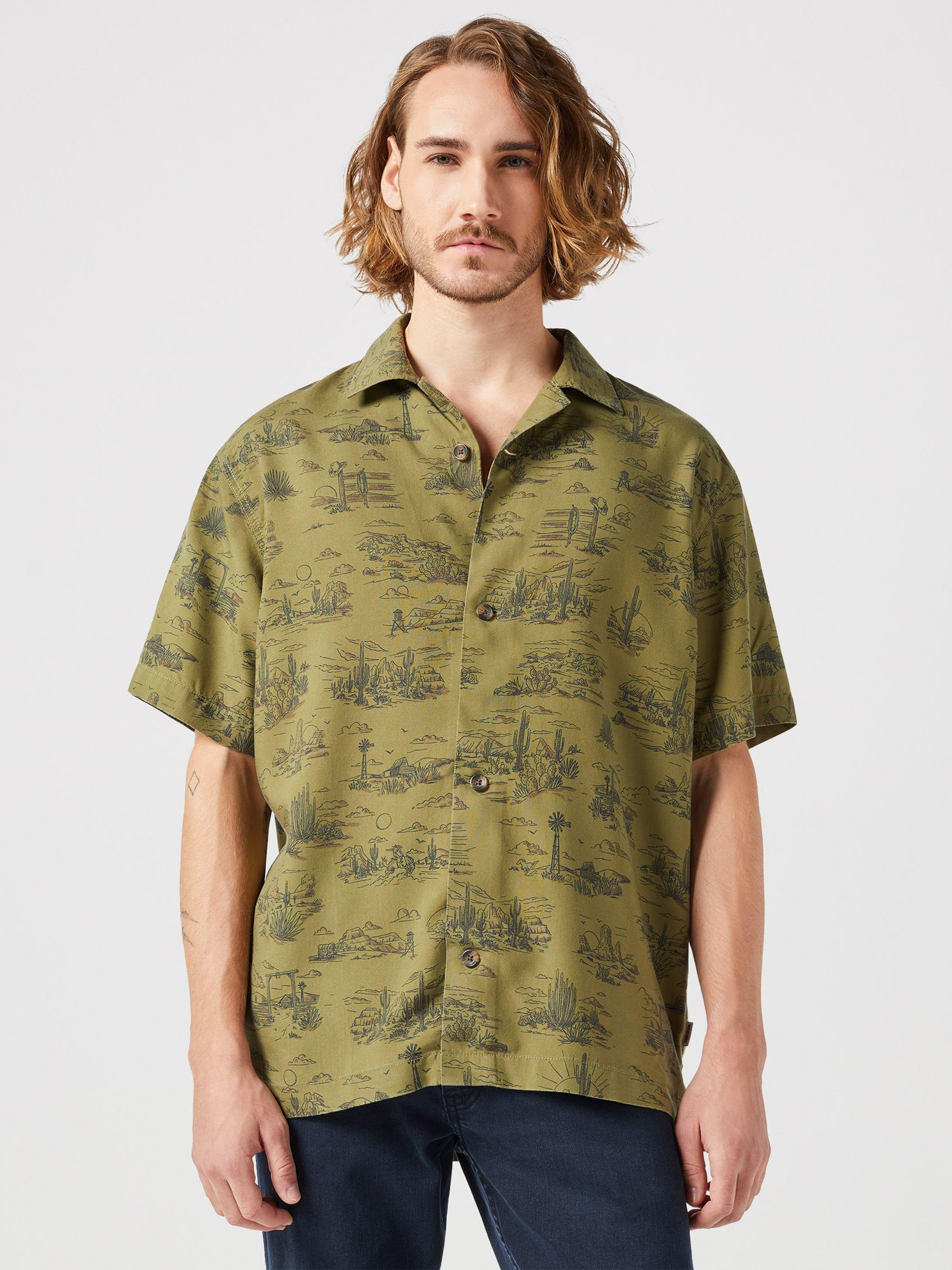 Wrangler Resort Short Sleeve Shirt, Olive, XL