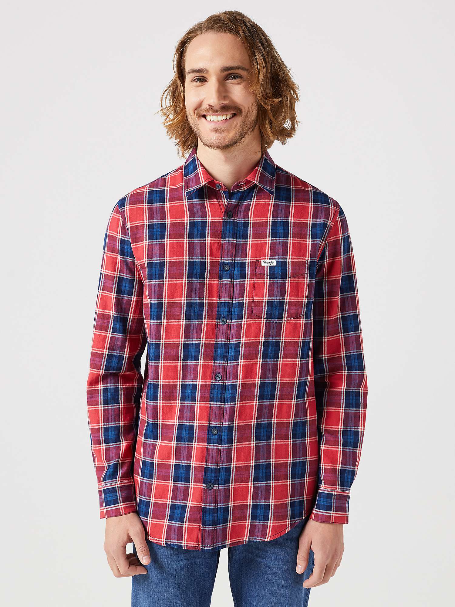 Buy Wrangler Long Sleeve One Pocket Check Shirt Online at johnlewis.com
