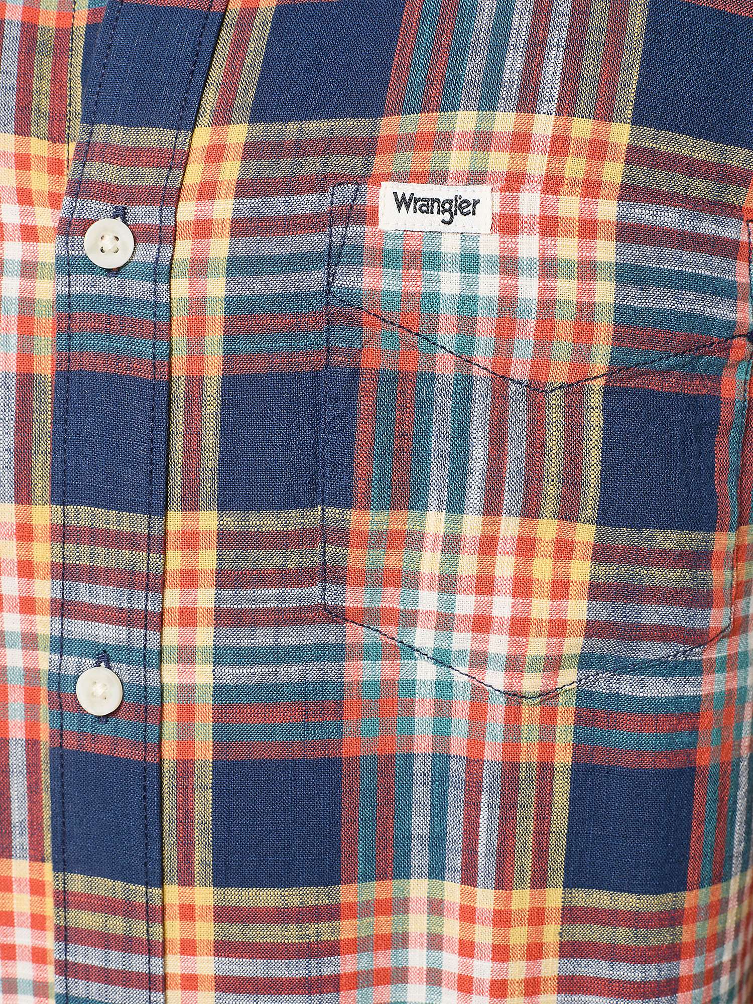 Buy Wrangler Long Sleeve 1 Pocket Shirt, Red/Multi Online at johnlewis.com