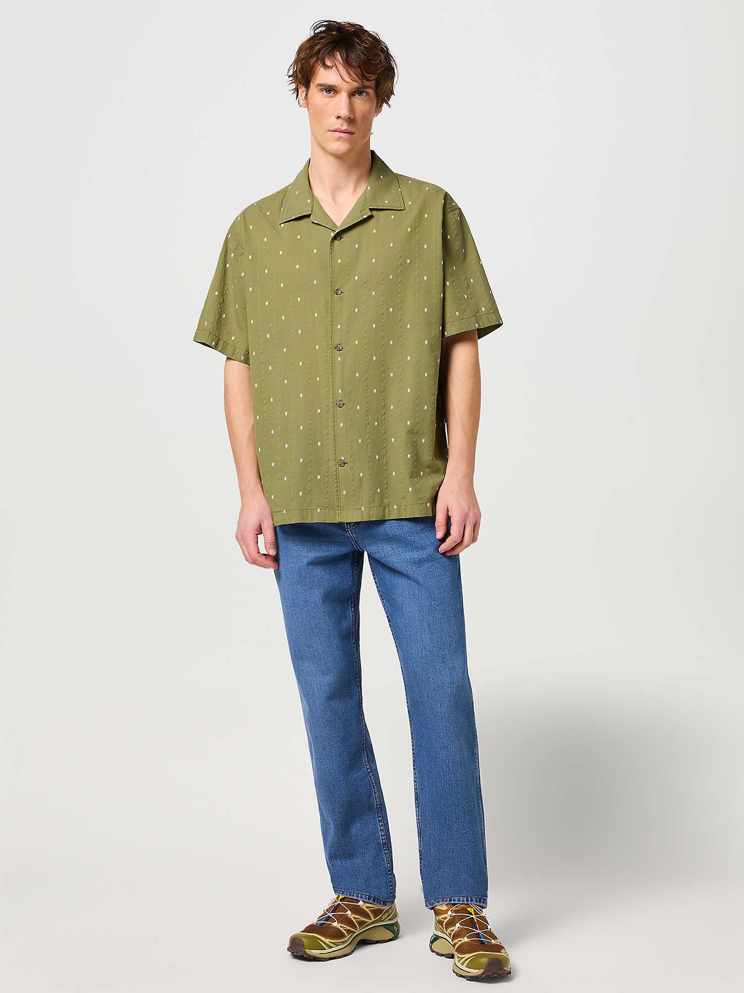 Buy Wrangler Resort Short Sleeve Spot Shirt, Olive Online at johnlewis.com