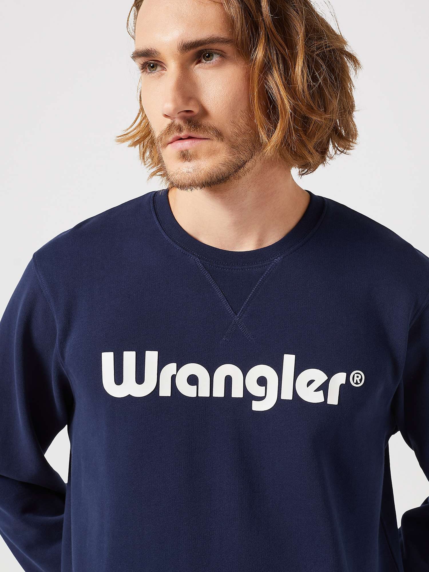 Buy Wrangler Logo Crew Jumper, Navy Online at johnlewis.com