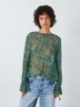 AND/OR Aurora Sheer Blouse, Green/Multi