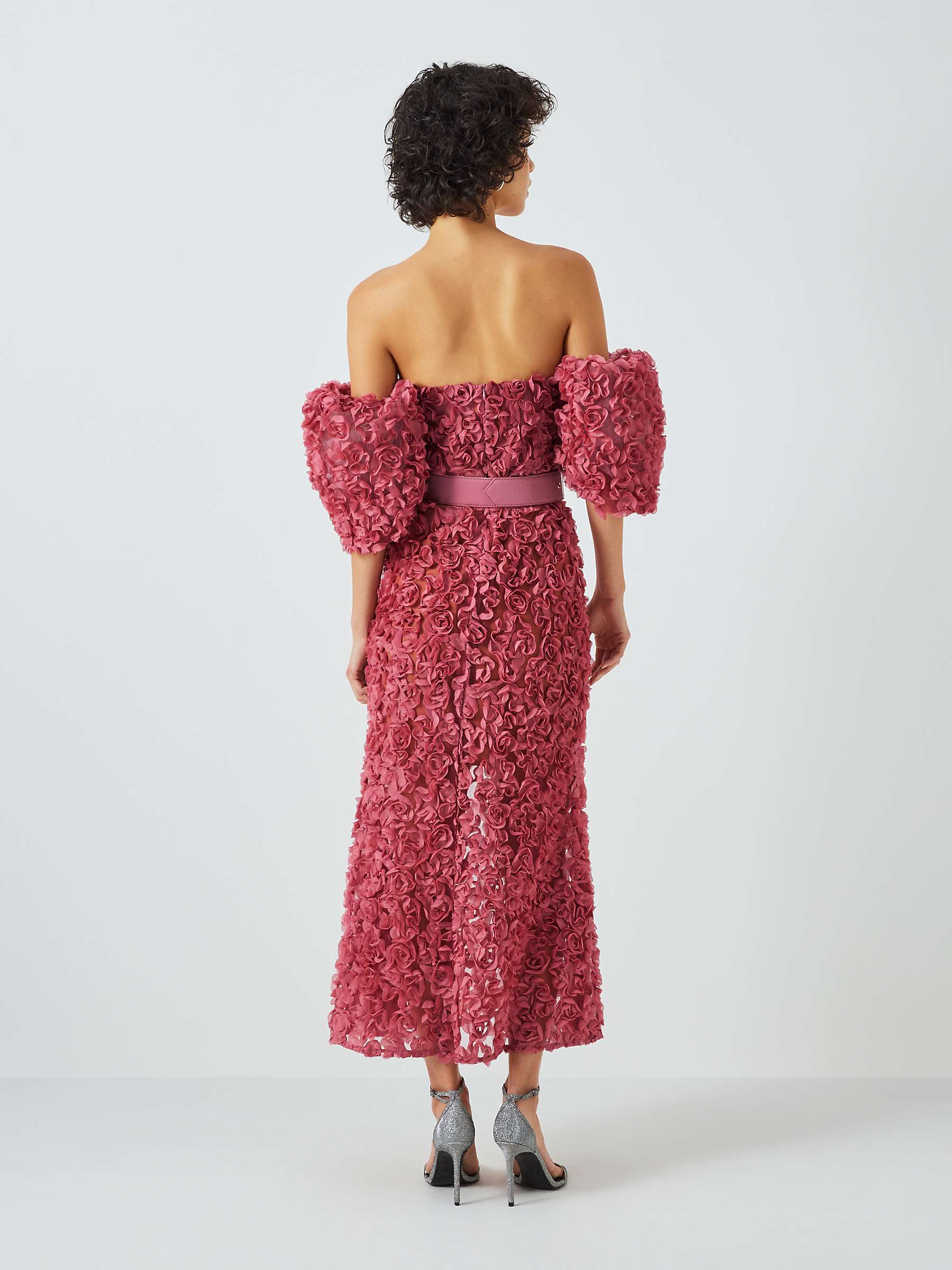 Buy Elliatt Intimacy 3D Floral Off Shoulder Strapless Midi Dress, Raspberry Online at johnlewis.com